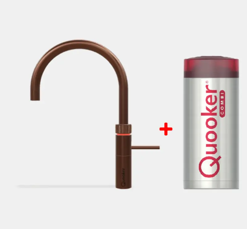 Quooker Fusion Round Rose Koper COMBI & CUBE Warm, koud, kokend, gefilterd, koud, bruisend water 22FRRCO+CUBE
