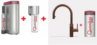 Quooker Flex Rose Koper Combi+ & CUBE Warm, koud, kokend, gefilterd, koud, bruisend water 22+XRCO+CUBE