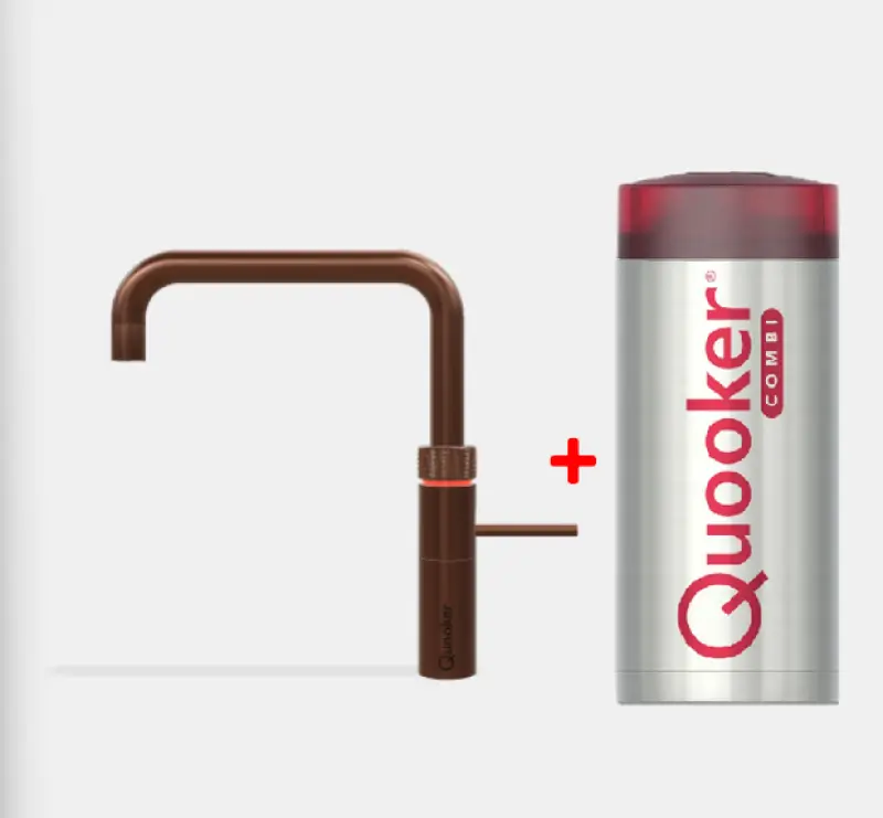 Quooker Fusion Square Rose Koper Combi+ & CUBE Warm, koud, kokend, gefilterd, koud, bruisend water 22+FSRCO+CUBE
