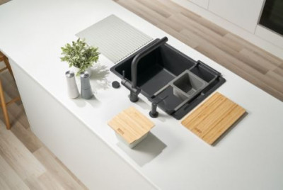 Franke Universele accessoire all in set 5, snijplank, inzetbakje, afdruipmat en opbergbakje 112.0655.489