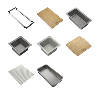 Franke Universele accessoire all in set 5, snijplank, inzetbakje, afdruipmat en opbergbakje 112.0655.489