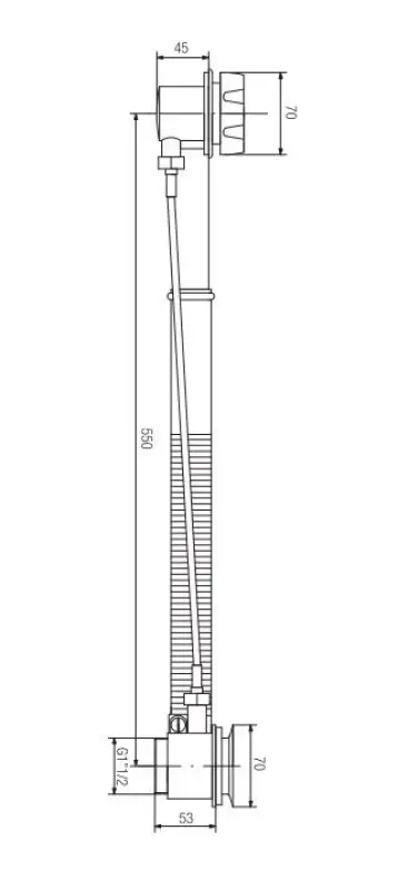 PB badafvoer RVS met draaiknop aan overloop voor inbouw baden 1208958381