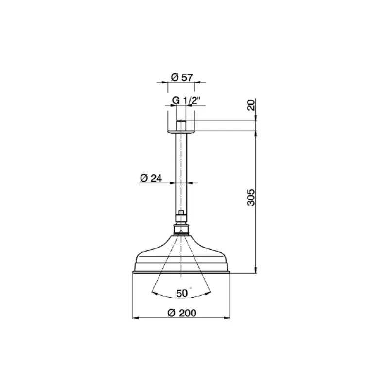 Huber Victorian Regendouche 20cm douchekop chroom met plafondarm 30cm SS01341021