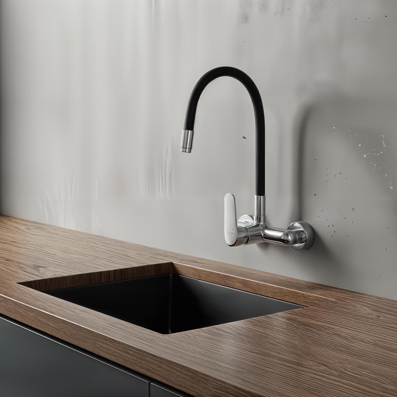 Aquatrimo Chopin muurkraan chroom met hoge flexibele uitloop  21CP8462CM - Productafbeelding 2