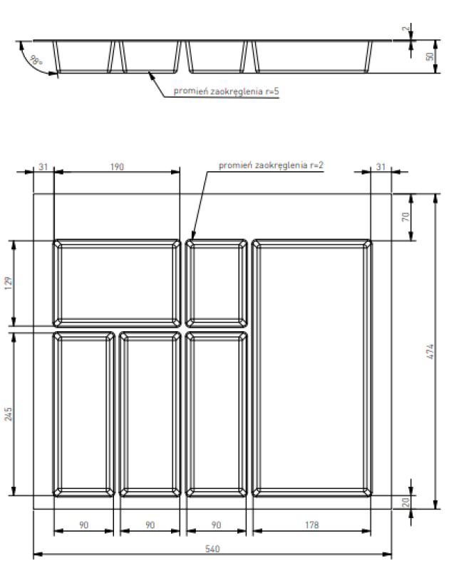 Decor Cutle Bestekbakken Inzet voor Keukenlade 600 Antraciet 1208966378