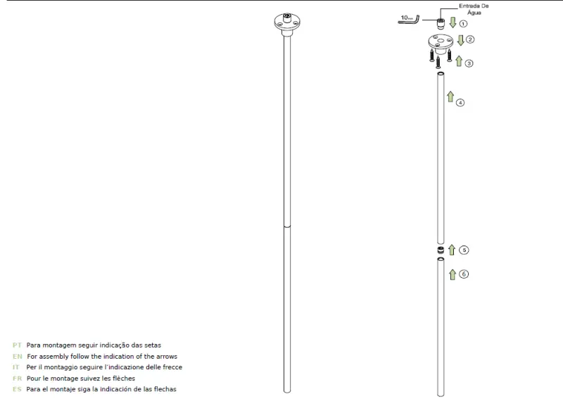 Waterevolution Flow plafond wastafelkraan uitloop PVD licht goud T1678WGE