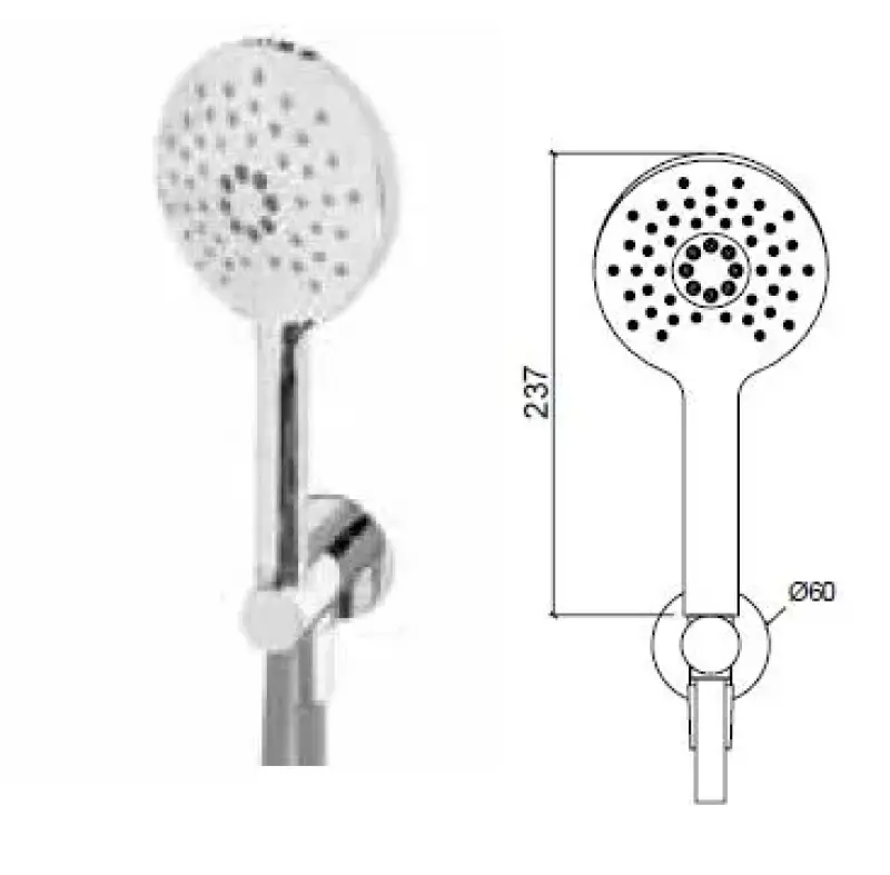 Waterevolution Flow ronde handdoucheset compleet met muuraansluiting gun metal T1621RGME