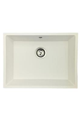 GraniteMy Universal granieten witte spoelbak 55x40 cm wit opbouw onderbouw en vlakinbouw met rvs plug 1208967109