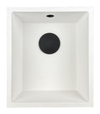 GraniteMy Universal granieten witte spoelbak 34x40 cm wit opbouw onderbouw en vlakinbouw met zwarte plug 1208967147
