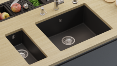 GraniteMy Universal granieten zwarte spoelbak 55x40 cm zwart opbouw onderbouw en vlakinbouw met zwarte plug 1208967150