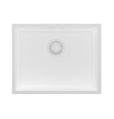 GraniteMy Universal granieten witte spoelbak 55x40 cm wit opbouw onderbouw en vlakinbouw met witte plug 1208967153