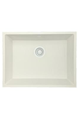 GraniteMy Universal granieten witte spoelbak 55x40 cm wit opbouw onderbouw en vlakinbouw met witte plug 1208967153