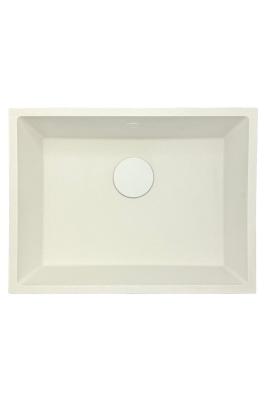 GraniteMy Universal granieten witte spoelbak 55x40 cm wit opbouw onderbouw en vlakinbouw met witte plug 1208967153