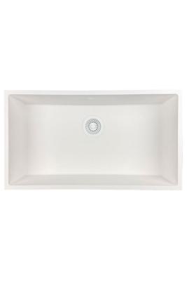 GraniteMy Universal granieten grote witte spoelbak 74x40 cm wit opbouw onderbouw en vlakinbouw met witte plug 1208967160