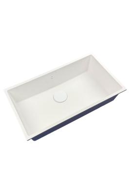 GraniteMy Universal granieten grote witte spoelbak 74x40 cm wit opbouw onderbouw en vlakinbouw met witte plug 1208967160