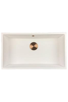 GraniteMy Universal granieten grote witte spoelbak 74x40 cm wit opbouw onderbouw en vlakinbouw met koperen plug 1208967162