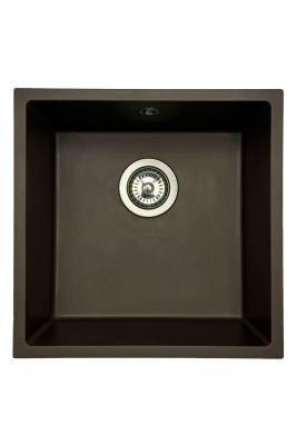 GraniteMy Universal granieten café spoelbak 40x40 cm opbouw, onderbouw en vlakinbouw met rvs plug 1208967212