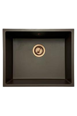 GraniteMy Universal granieten café spoelbak 50x40 cm opbouw, onderbouw en vlakinbouw met koperen plug 1208967229