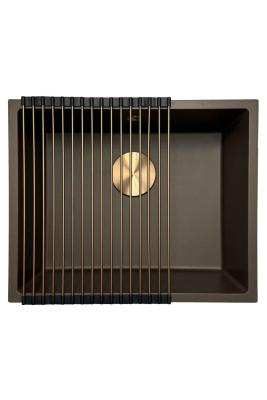 GraniteMy Universal granieten café spoelbak 50x40 cm opbouw, onderbouw en vlakinbouw met koperen plug 1208967229