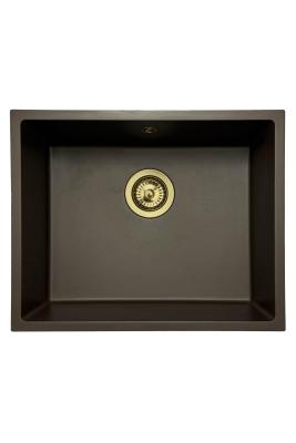 GraniteMy Universal granieten café spoelbak 50x40 cm opbouw, onderbouw en vlakinbouw met gouden plug 1208967230
