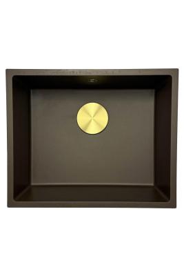 GraniteMy Universal granieten café spoelbak 50x40 cm opbouw, onderbouw en vlakinbouw met gouden plug 1208967230