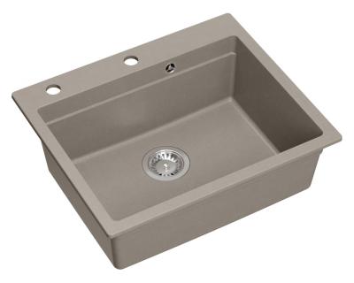 Quadri Durham taupe graniet opbouw spoelbak 595x500 met zeepdispenser, snijplank, inzetbak en rolmat 1208967376