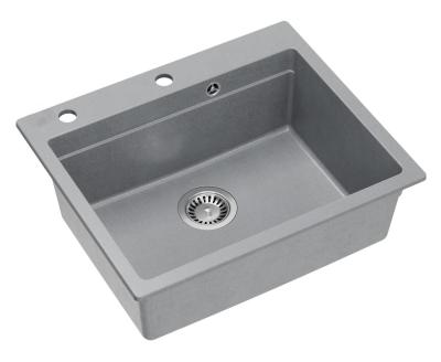 Quadri Durham grijs graniet opbouw spoelbak 595x500 met zeepdispenser, snijplank, inzetbak en rolmat 1208967378