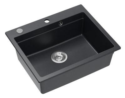 Quadri Durham antraciet graniet opbouw spoelbak 595x500 met zeepdispenser, snijplank, inzetbak en rolmat 1208967379