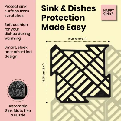 Magisso Happy Sink  Puzzel zwarte bodembeschermer 4 stuks voor spoelbak zwart 32,5 x 32,5 cm 1208967385