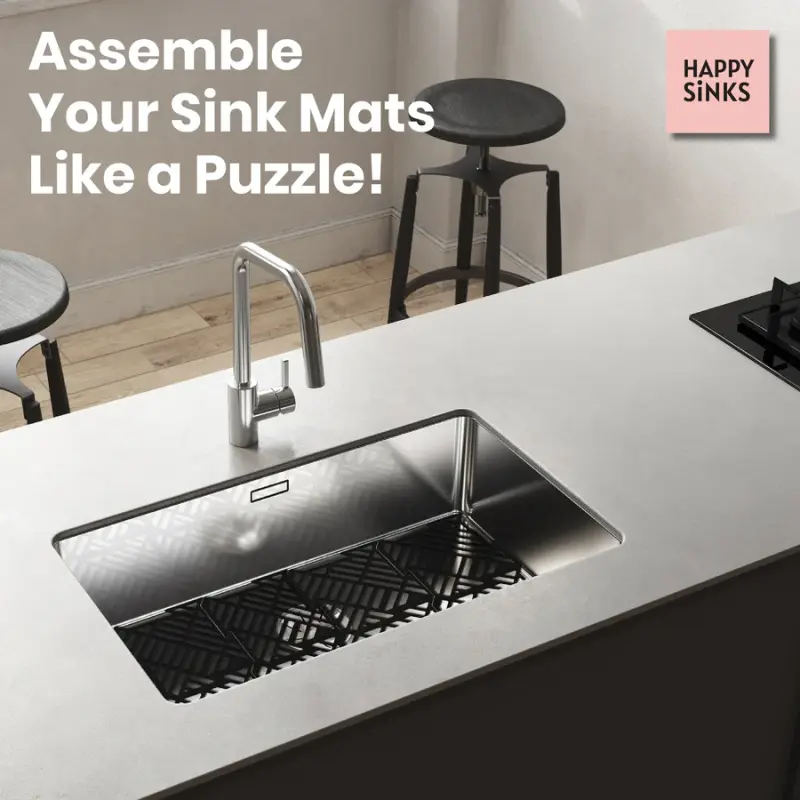 Magisso Happy Sink  Puzzel zwarte bodembeschermer 4 stuks voor spoelbak zwart 32,5 x 32,5 cm 1208967385