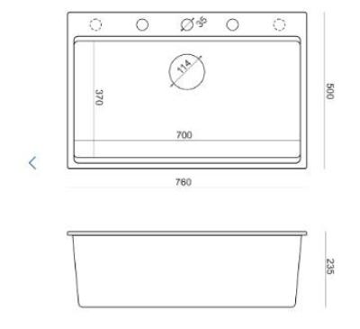 Quadri Hard Rock antraciet granieten opbouw grote spoelbak 76x50cm inclusief rvs plug en accessoires 1208967442