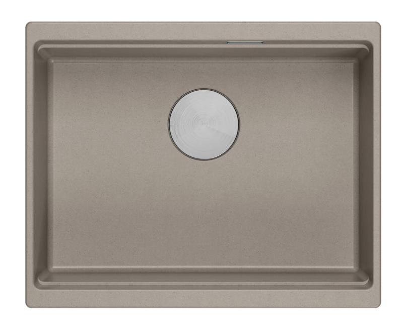 Quadri Newport II graniet onderbouw taupe spoelbak 560x450mm met rvs plug en afvoerkapje 1208967453