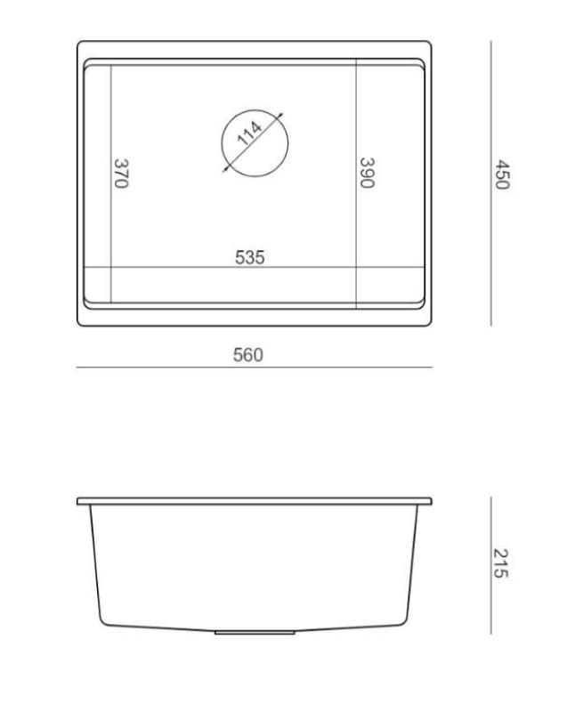 Quadri Newport II graniet onderbouw taupe spoelbak 560x450mm met gouden plug en afvoerkapje 1208967454