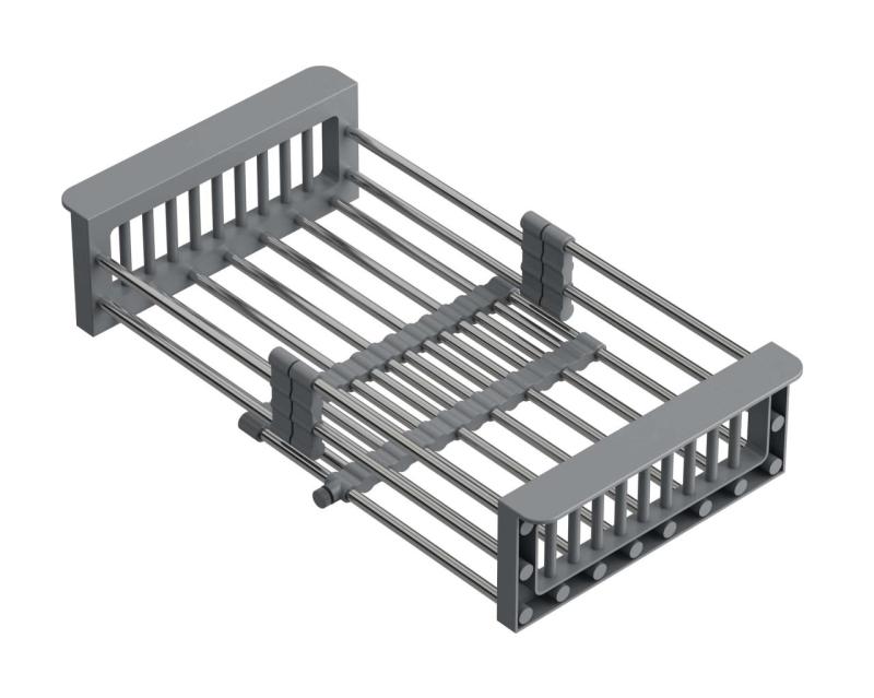 Quadri Universeel uitschuifbare inzetbak inzetmandje of restenmandje rvs met grijs handgrepen 225mm breed 1208967543