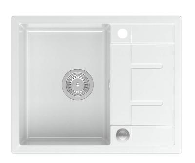 Quadri Dalton wit granieten opbouw spoelbak met afdruipvlak 62x50cm met rvs plug 1208967573