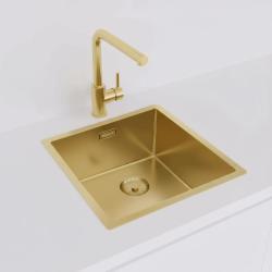 Pure.Sink Prestige spoelbak 40x40 cm PVD Goud 10mm radius onderbouw, vlakbouw en opbouw PPG4040-60