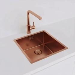 Pure.Sink Prestige spoelbak 40x40 cm PVD Koper 10mm radius onderbouw, vlakbouw en opbouw PPG4040-62