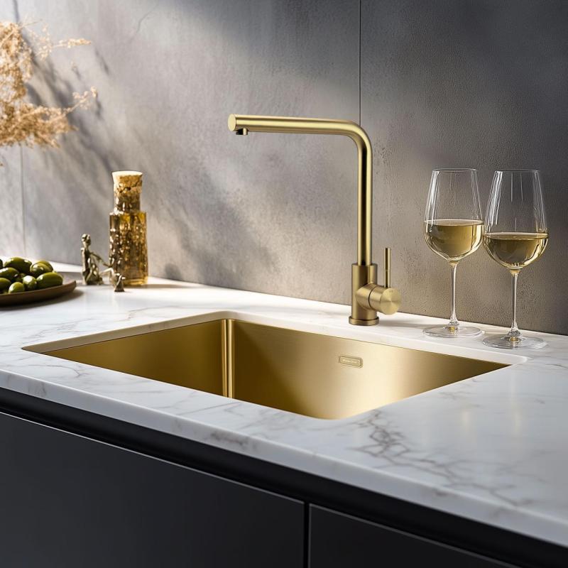 Pure.Sink Elite Steel Spark keukenkraan PVD geborsteld goud  PS8040-60