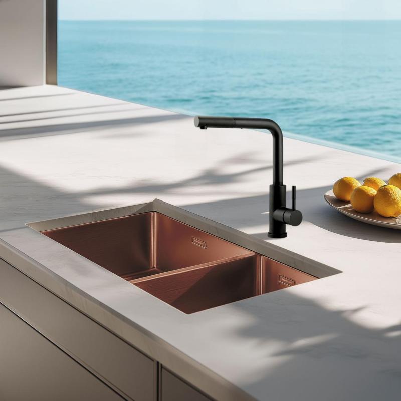 Pure.Sink Elite Steel Spark-S keukenkraan Matzwart met uittrekbare uitloop PS8041-10
