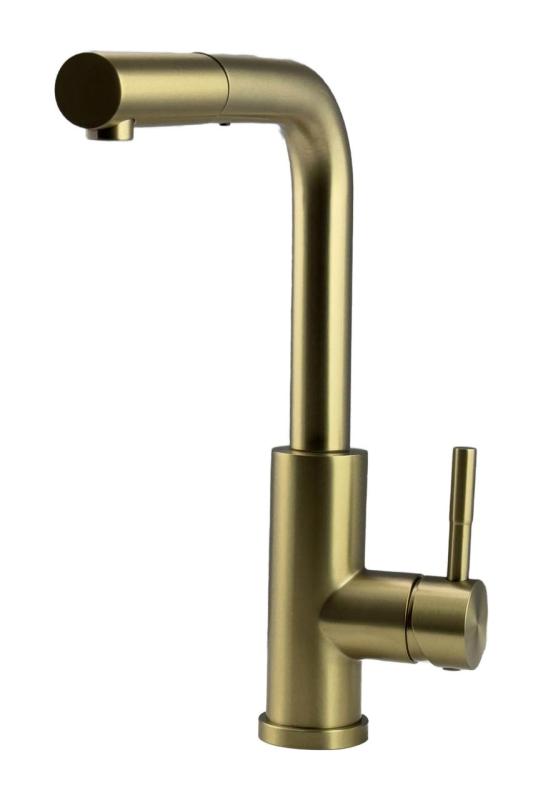 Pure.Sink Elite Steel Spark-S keukenkraan PVD geborsteld goud met uittrekbare uitloop PS8041-60