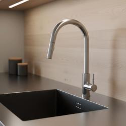 Pure.Sink Elite Steel Stream-S keukenkraan RVS met uittrekbare uitloop PS8045-02