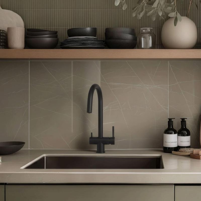 Quadri Leichester Keukenmengkraan Zwart 3-weg met een extra aansluiting voor gefilterd water 1208967671