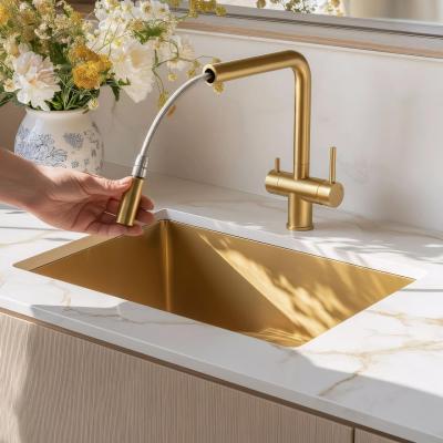 Quadri Ellesmere Keukenmengkraan PVD Goud 3-weg met extra aansluiting voor gefilterd water 1208967781
