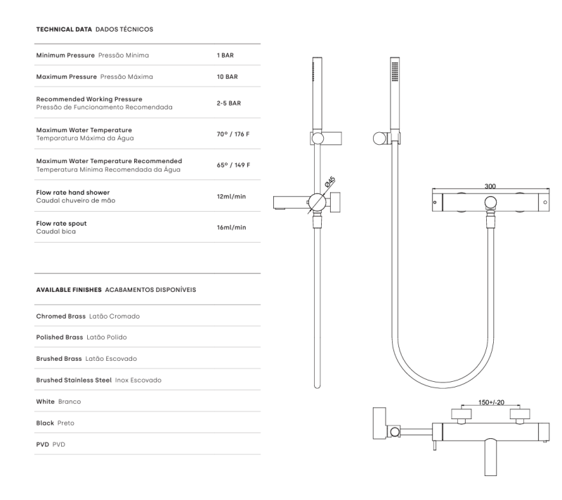 Waterevolution Flow twee-weg thermostatische douchemengkraan met handdouche chroom T130TN01