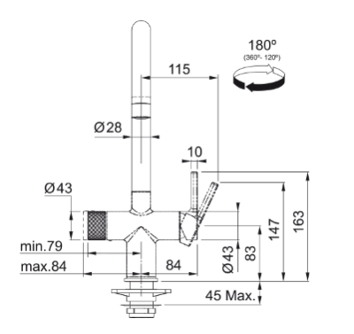 Franke Maris water hub 4L boiler 3-1 met Twist mechanische kokend water kraan RVS met waterhub bypass 1208967859