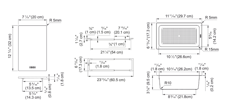 Franke Universele Accessoire All-In Set 1 - Snijplank, Kunststof Inzetbak en Telescopische Brug 112.0655.481