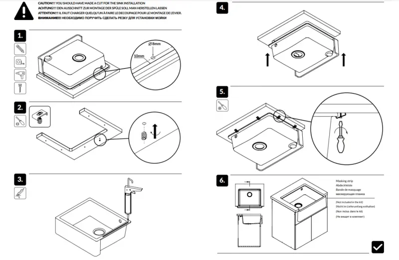 GraniteMy Tradition Landelijke Gootsteen Granieten Spoelbak 60x48 cm Zwart Onderbouw en Vlakbouw met Gun metal Plug 1208967939