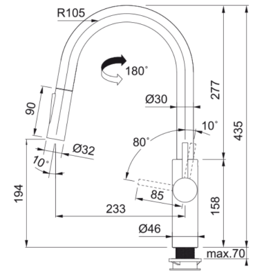 Franke Pescara J Eenhendel Mengkraan Zwart met Uittrekbare Uitloop en Spray Stand 115.0575.968