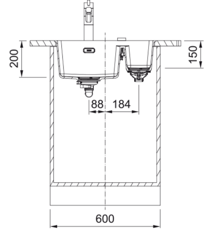 Franke Maris MRG 160-34-15 Fragranite Slate Grey Spoelbak  Grijs, donker Bak Links  Onderbouw 125.0714.608