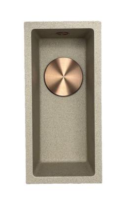 GraniteMy Universal granieten beige zand kleine spoelbak 17x40 cm opbouw onderbouw en vlakinbouw met koperen plug 1208968004